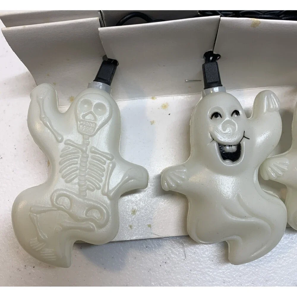 Vintage Halloween Blow Mold Ghost String Lights X 3